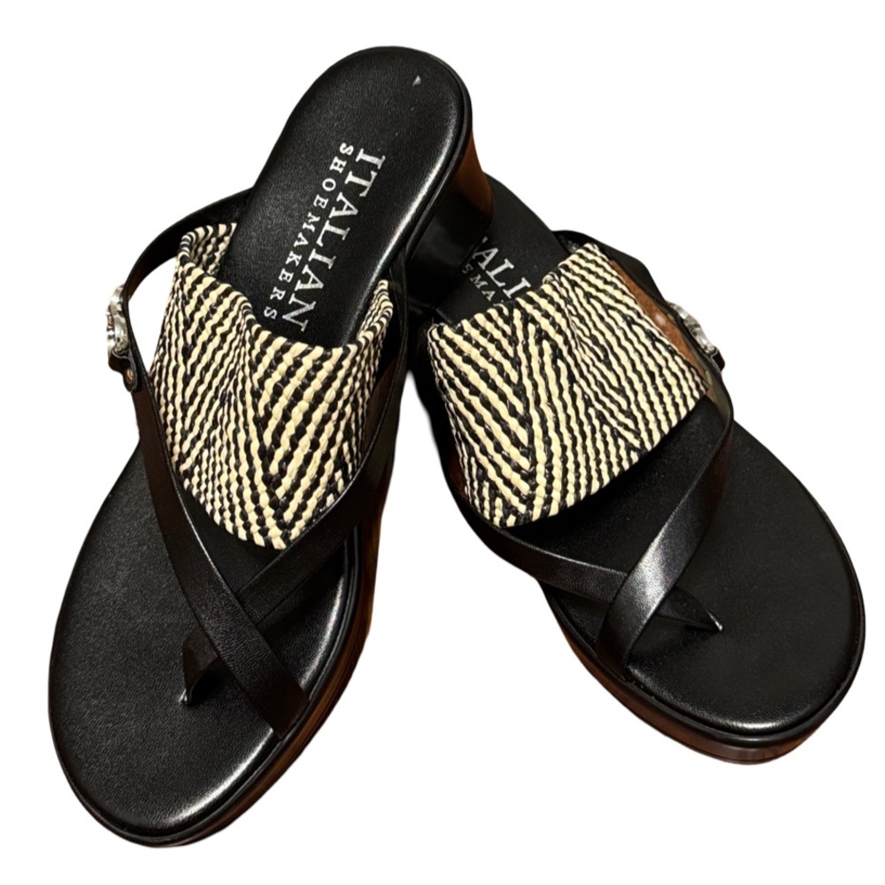 Italian Shoemakers Black and Cream Sandals - Picture 5 of 5